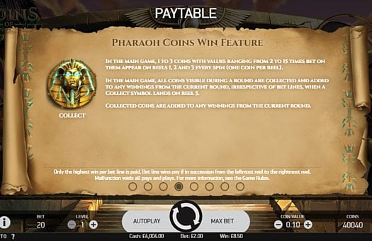 Игровой бонус в Coins of Egypt онлайн