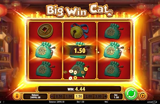 Призовая комбинация символов в игровом автомате Big Win Cat